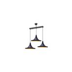 Rsylight Retro Siyah Içi Sarı Metal Sarkıt Avize 3lü Sıralı Masa Üstü 60 cm