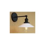 Rsylight Retro Siyah Mafsalı Beyaz Başlıklı Metal Aplik 23Cm
