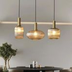 Rsylight Rustik Dekoratif Metal Modern Masa Üstü Eskitme Kaplama Bal Opal Camlı 3 lü Avize