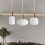 Rsylight Rustik Dekoratif Metal Modern Masa Üstü Eskitme Kaplama Beyaz Opal Camlı 3 lü Avize