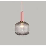 Rsylight Rustik Dekoratif Metal Modern Pudra Somon Opal Füme Camlı Tekli Avize Pembe