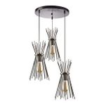 Rsylight Rys Retro Metal 3 Lü Siyah Rustik Dekoratif Kirpi Sarkıt Avize