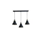 Rsylight Rys Retro Metal Siyah 3 Lü Masa Üstü Sıralı Dekoratif Rustik Sarkıt Avize 60 Cm Genişlik