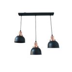 Rsylight Rys Retro Metal Siyah Bakır Duylu Dekoratif 3 Lü Masa Üstü Siyah Rustik Avize En:60 cm