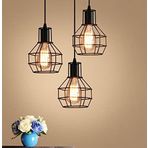 Rsylight RYS000840 Retro Metal Dekoratif Kafes Rustik Sarkıt 30 cm Siyah 3'lü Avize