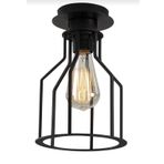 Rsylight RYS001440 Retro Metal 1'li Siyah Tavan Plofyoner Kafes Rustik Avize