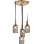 Rsylight Ryslight Retro Metal Eskitme Kaplama 4 Lü Füme Camlı Dekoratif Vintage Sarkıt Avize - Eskitme - Füme