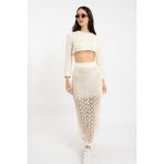 Rtd&vld Kadın Crop File Triko Kazak Ekru - XS