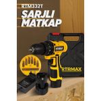 RTRMAX Akülü Vidalama Şarjlı Matkap Seti 12V 1.3AH + Bits Uç Adaptör Seti 7 Parça | Çantalı - Bits uç setli