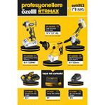 RTRMAX Rtrmax Set 053: Rtx2095b Akülü Kömürsüz 18v 2.2jul Kirici Delici+ Rtx3060b Akülü Kömürsüz Devir Ayarli 18v 125mm Avuç Taşlama+ Rtx3050b Akülü Kömürsüz 18v 230nm Torklu Vidalama
