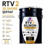 RTV2 Silikon 20 Shore Şeffaf Kalıp Silikonu Epoksi Sabun Taş Tozu Uyumlu Kabarcıksız Döküm 25 KG
