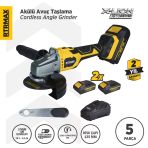 Rtx3060 Şarjlı Avuç Taşlama Makinası Kömürsüz 125Mm 2X4ahplus Çift Akü Hızlı Şarj X-Lion - Akü Dahil
