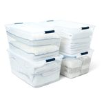 Rubbermaid Cleverstore 39 Litre Mandal Kapaklı Plastik Saklama Kutusu, 4 Adet