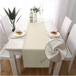 Rubi Porselen Keten Runner - Açık Fransız Beji Keten Kumaş Masa Runner Standart Boy - 40 x 140