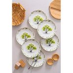 Rubi Porselen Olive 25 cm Servis Tabağı 6’lı Set – Akdeniz Zeytin Desenli Premium Porselen Yeşil