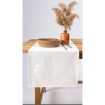 Rubi Porselen Premium Keten Runner 40 x 150 cm - Yumuşak Dokulu - Krem