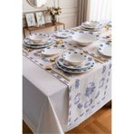 RUBİ PORSELEN Vintage Flowers Blue 12 Kişilik 48 Parça Porselen Yemek Takımı – Modern Çiçek Desenli Sofra Seti