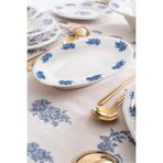 Rubi Porselen Vintage Flowers Blue 2’li Kayık Tabak 21 cm – Çiçek Desenli Porselen Sunum Tabağı