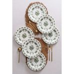 Rubi Porselen Vintage Flowers Green 25 cm 6’lı Porselen Servis Tabağı Seti - 25 x 25