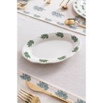 RUBİ PORSELEN Vintage Flowers Green 2’li Kayık Tabak 21 cm – Çiçek Desenli Porselen Sunum Tabağı