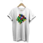 Rubik Küp Baskılı T-Shirt - 2XL - Beyaz