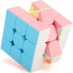 Rubik Küp Zeka Küpü 3x3 Pastel Renkler Eğitici Yüksek Kalite Akıl Küpü - Pembe