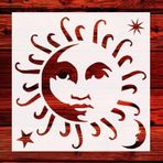 Rubstamper Sun Moon Star Stencil 1-5,5x5,5 inç Özel Kesim Yeniden Kullanılabilir Şablon Çizim Şablonu Esnek Şeffaf Plastik Levhalar 0,15 mm Kalın SL-1407