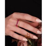 Ruby Baget Taşlı Gümüş Yüzük