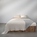 Ruby Dolgulu Müslin Çift Kişilik Yatak Örtüsü Ekru Gri 230X250 cm - Ekru - Gri - 230 x 250 cm
