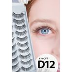 ruby face Doğal Görünümlü İpek Bütün 10lu Takma Kirpik Seti- 10 Çift Gerçek Takma Kirpik- Model: D12