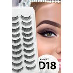 ruby face Doğal Görünümlü İpek Bütün 10lu Takma Kirpik Seti- 10 Çift Gerçek Takma Kirpik- Model: D18