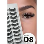 ruby face Doğal Görünümlü İpek Bütün 10lu Takma Kirpik Seti- 10 Çift Gerçek Takma Kirpik- Model: D8