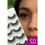 ruby face Doğal Görünümlü İpek Bütün 5li Takma Kirpik Seti- 5 Çift Gerçek Takma Kirpik- Model: C11