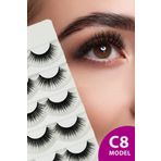 ruby face Doğal Görünümlü İpek Bütün 5li Takma Kirpik Seti- 5 Çift Gerçek Takma Kirpik- Model: C8