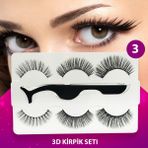 Rubyface 3'lü Kirpik & Cımbız Seti - 3D Ipek Kirpik & Takma Kirpik Cımbızı No: 3 - --