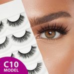 Rubyface Doğal Görünümlü İpek Bütün 5li Takma Kirpik Seti- 5 Çift Gerçek Takma Kirpik- Model: C10