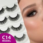 Rubyface Doğal Görünümlü İpek Bütün 5li Takma Kirpik Seti- 5 Çift Gerçek Takma Kirpik- Model: C14