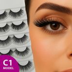 Rubyface Doğal Görünümlü İpek Bütün 5li Takma Kirpik Seti- 5 Çift Gerçek Takma Kirpik- Model: C1