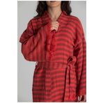 RUBYSTARS Kırmızı Çizgili%100 Pamuk Rahat Kesim Püskül Detay Bornoz&kaftan KIRMIZI Standart starNM560