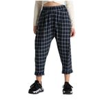 RUBYSTARS Lacivert Beli Lastikli Ekose Kumaş Cebi Pileli Paça Detaylı Şalvar Pantolon Lacivert 3 starNM935