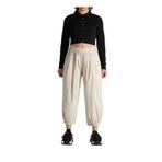 RUBYSTARS Taş Rahat Kesim Pileli Beli Paçası Lastikli%100 Pamuklu Pantolon Taş XL starNM579