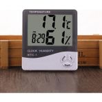 Rucas Termometre Isı Nem Saat Alarm Mini Dijital Termometre Nem Ölçer Oda Sıcaklığı Iç Mekan LCD - yok