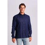 Ruck & Maul Erkek Keten Gömlek 24865-166 Navy Blue - 4XL