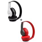 Ruckus Wireless (ÇKR) 2 Adet Extra Bass Wireless Bluetooth Kulaklık 5.1 Edr Beyaz Kırmızı