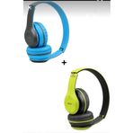 Ruckus Wireless (ÇKR) 2 Adet Extra Bass Wireless Bluetooth Kulaklık 5.1 Edr Mavi Yeşil 2 Adet P47