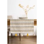 Ruffle Püsküllü Pamuklu Ham Keten Runner 50x130 cm