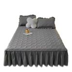 Ruffled Yatak Etek Dantel Kenar Yatak Koruyucu Kalın Tek Yatak Örtüsü Düz Renk Yeşil 135x190cm Hiçbir Yastık Kılıfı.