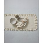 Rufle | Fırfırlı Keten Runner 40 x 110 cm - Bej