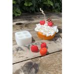 Rufus Concept Kiraz Dörtlü Mum Kalıbı (Silikon) (2,5 x 2 x 1,8 cm) (Küçük Süsleme Kalıbı) 1 Adet