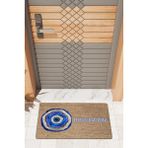 Rug Mood Modern Dijtal Baskı Nazar Boncuk Temalı Kapı Önü Paspası - 45 x 70 cm - Açık Mavi